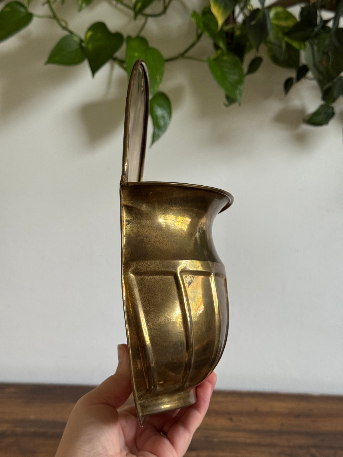 Pair of Vintage Brass Wall Plant Pockets - Wall Mounted Plant Holder Set of Two