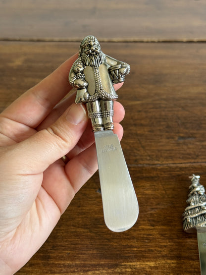 Set of Three Christmas Holiday Appetizer Stainless Steel Spreaders