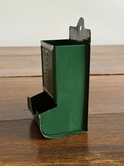 Vintage Painted Dark Green Metal Small Match Holder