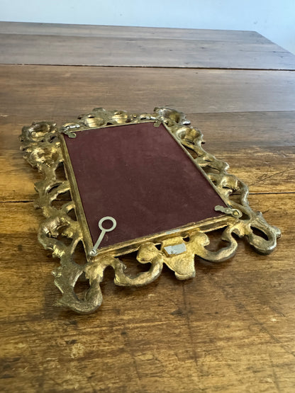 Heavy Cast Metal Ornate Mirror with Foxing