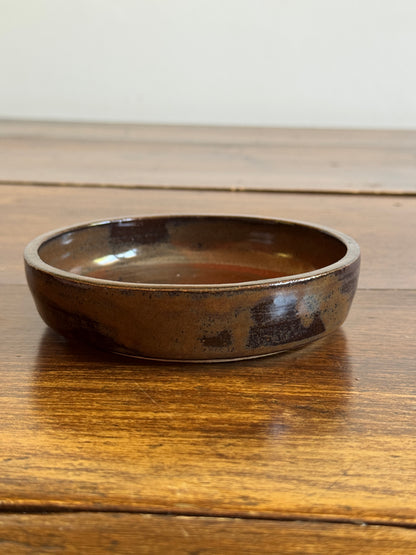 Small Shallow Brown Pottery Bowl