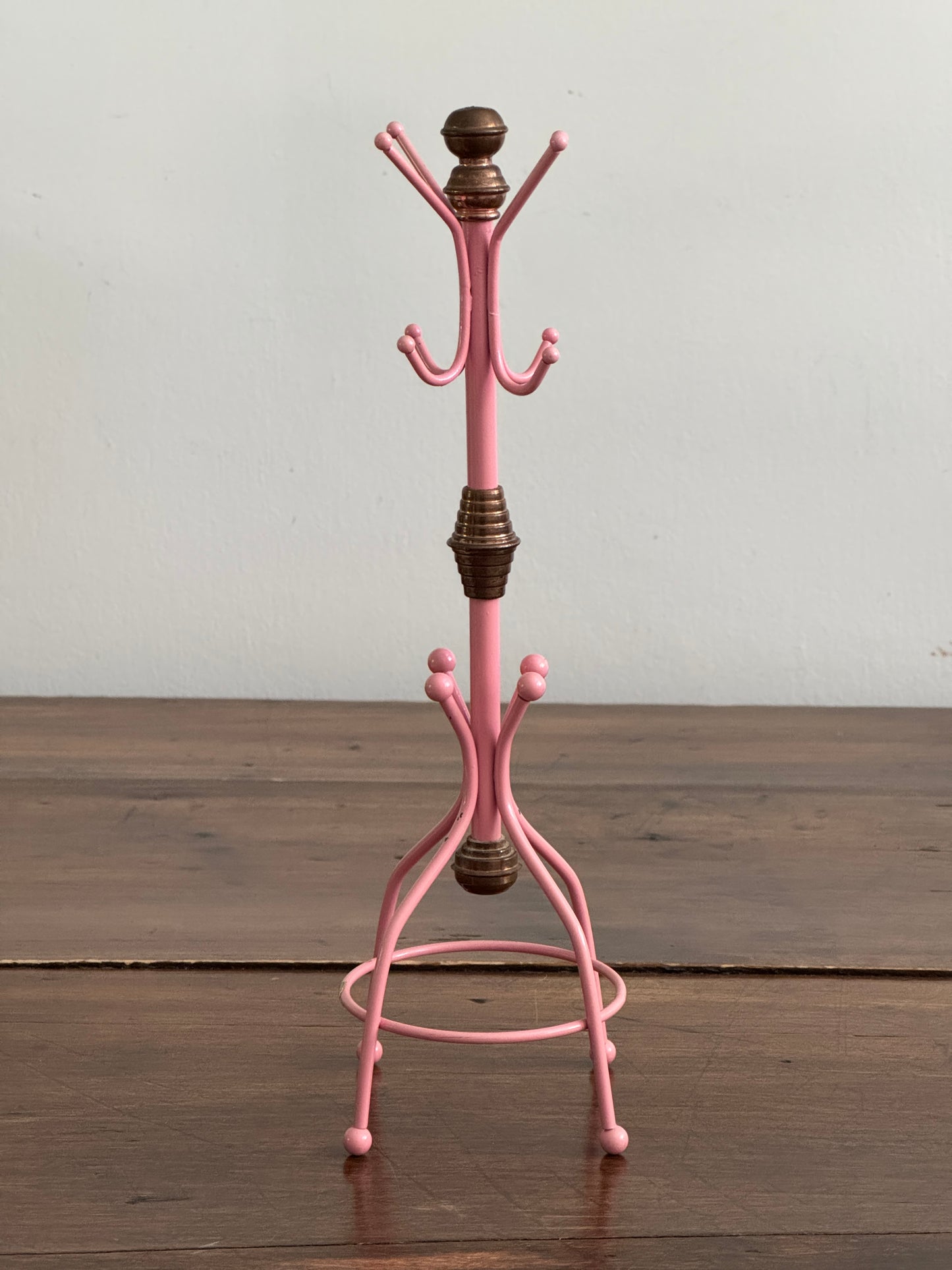 Pink and Brass Jewlery Hook Stand - Coat Hook Miniature For Jewelry