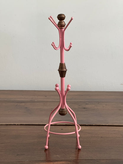 Pink and Brass Jewlery Hook Stand - Coat Hook Miniature For Jewelry