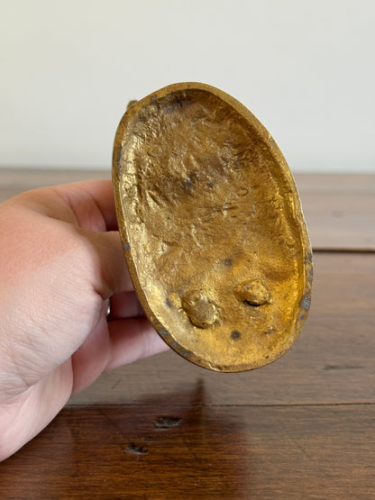 Vintage Brass Dog Figurine on Base - Patina Spots