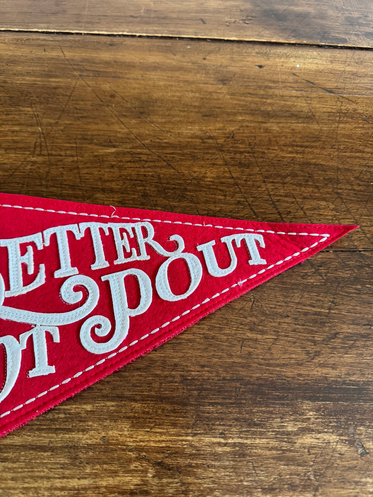 Better Not Pout Red and White Felt Fabric Christmas Banner