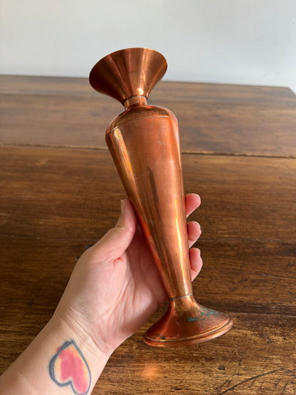 Vintage Fluted Copper Vase - Copper Flower Vase