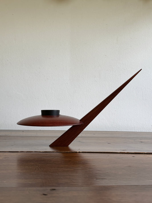 Wooden Ikebana Pin Frog Vase - Mid Century Disc Style