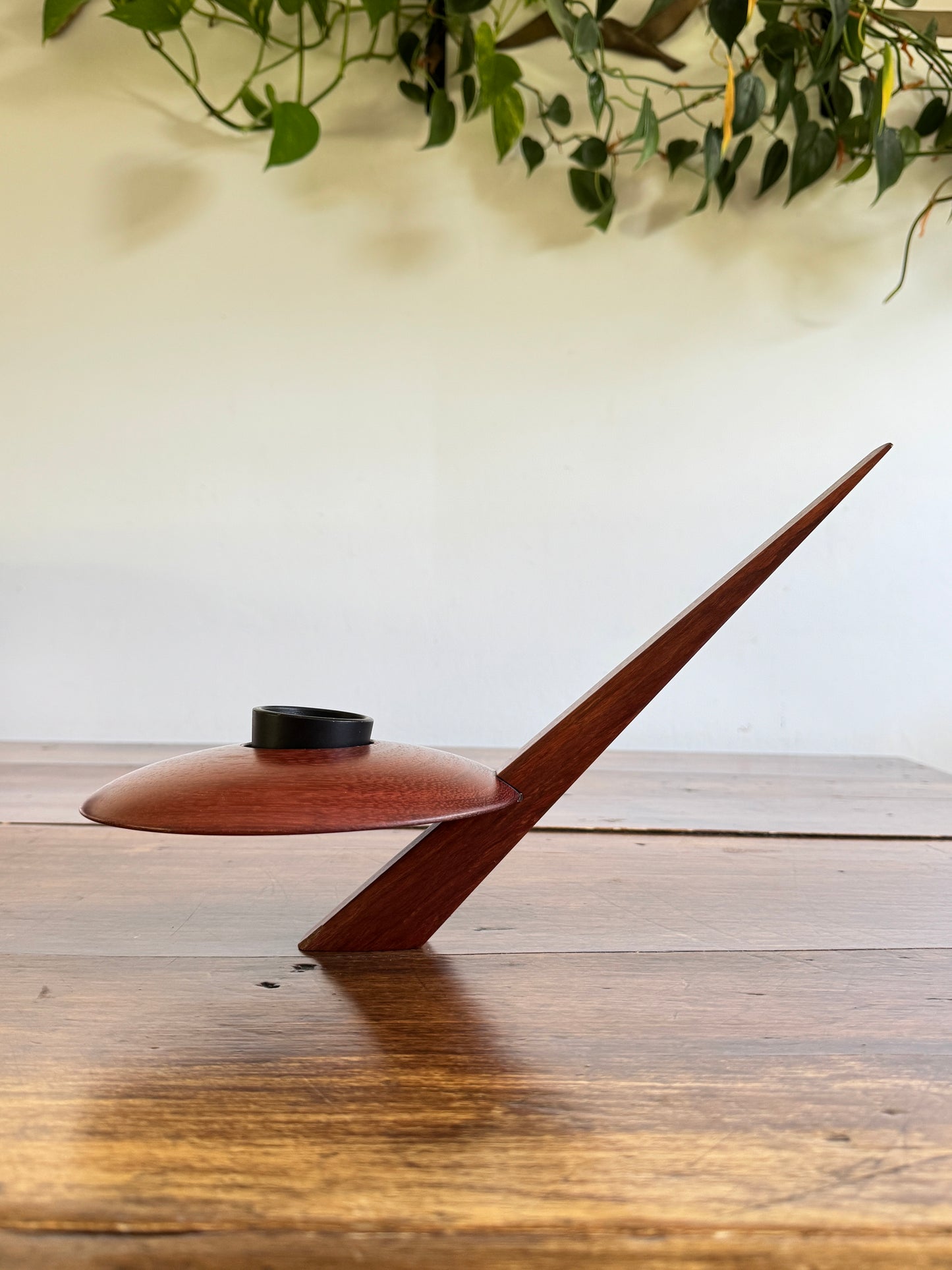 Wooden Ikebana Pin Frog Vase - Mid Century Disc Style