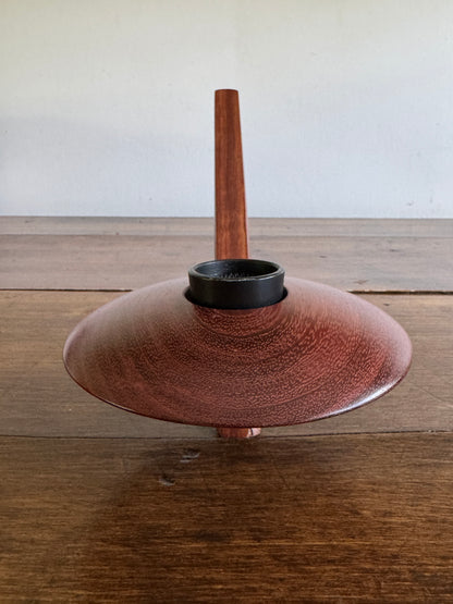 Wooden Ikebana Pin Frog Vase - Mid Century Disc Style