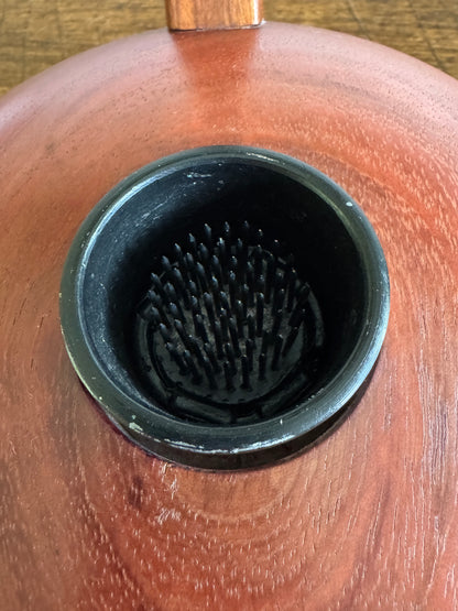 Wooden Ikebana Pin Frog Vase - Mid Century Disc Style