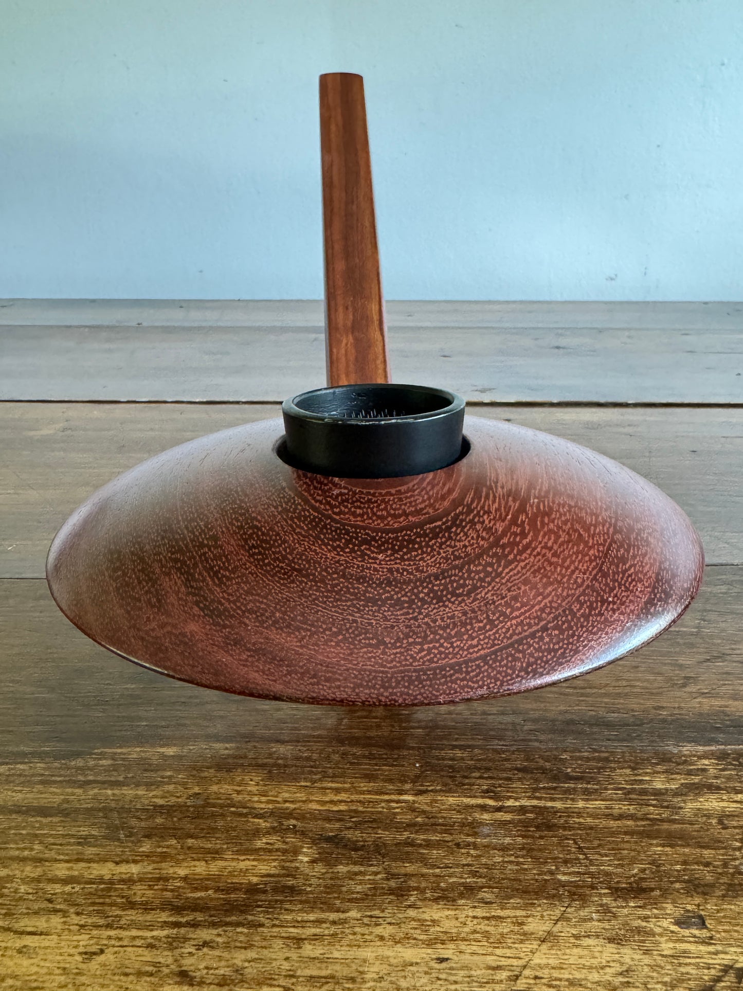 Wooden Ikebana Pin Frog Vase - Mid Century Disc Style