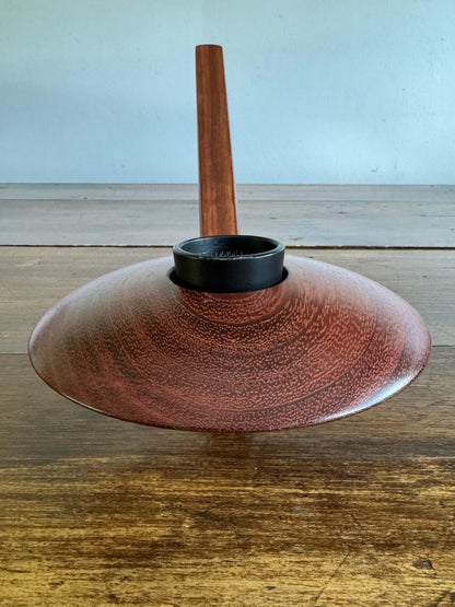 Wooden Ikebana Pin Frog Vase - Mid Century Disc Style