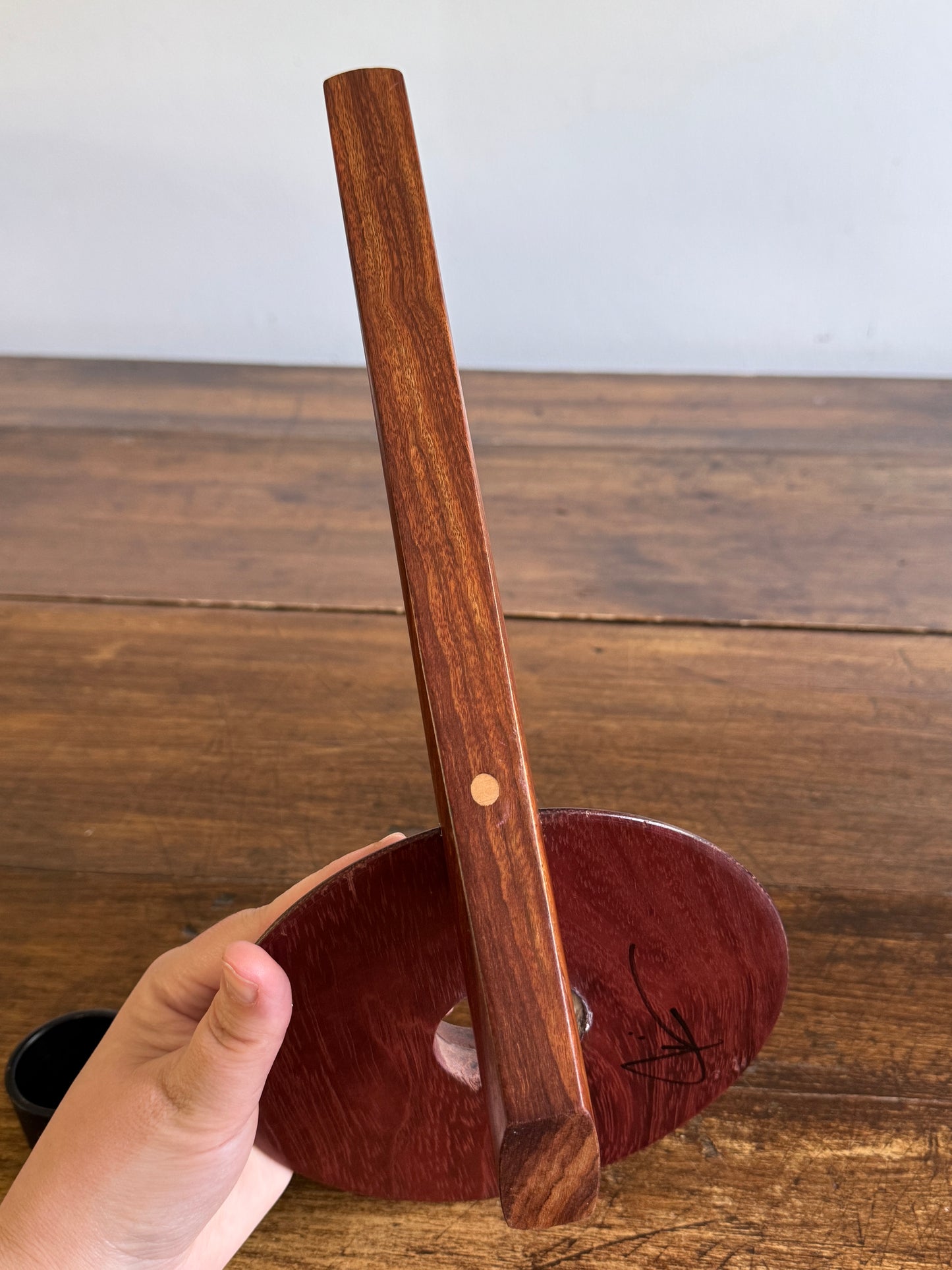 Wooden Ikebana Pin Frog Vase - Mid Century Disc Style