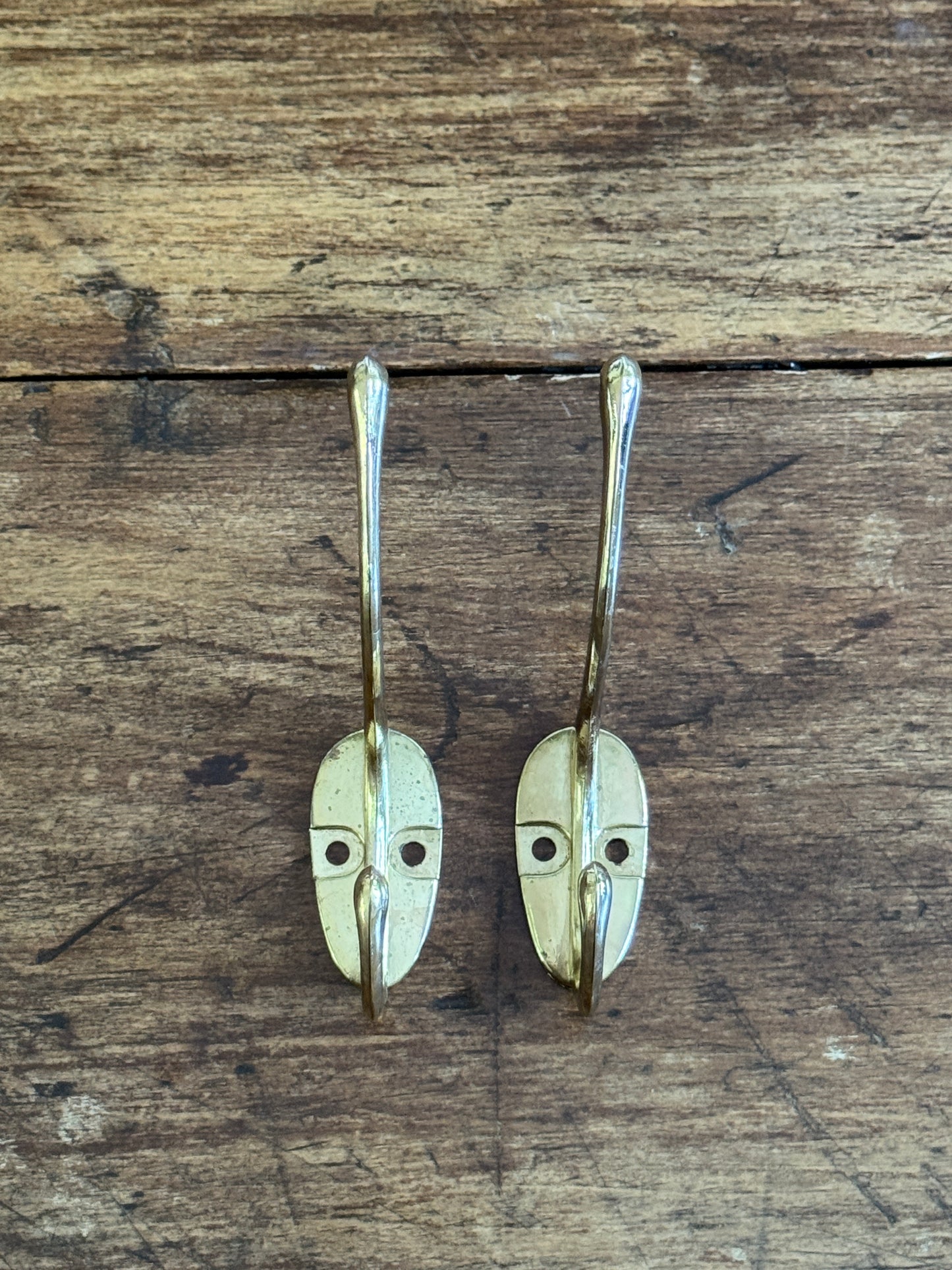 Pair of Brass Plated Double Hooks