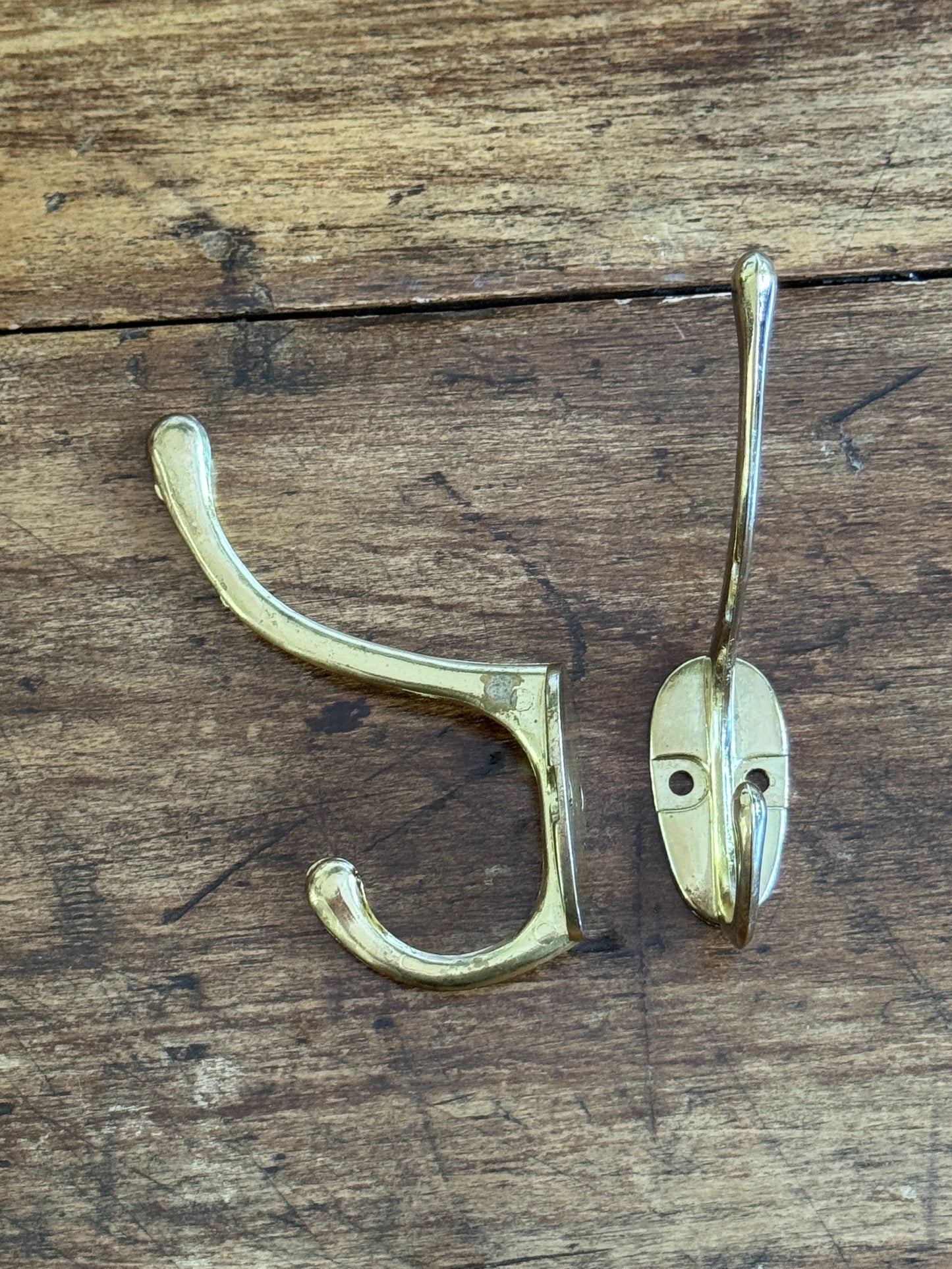 Pair of Brass Plated Double Hooks
