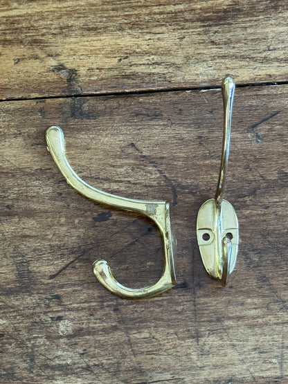 Pair of Brass Plated Double Hooks