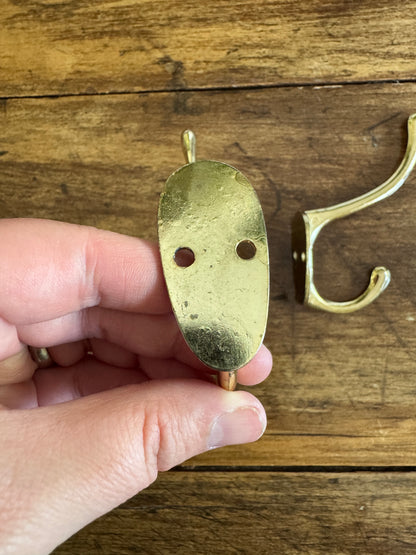 Pair of Brass Plated Double Hooks