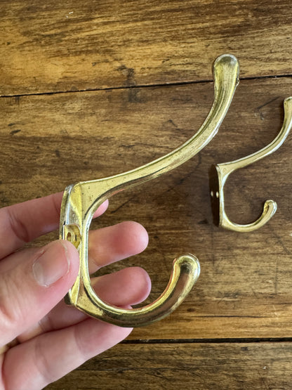 Pair of Brass Plated Double Hooks