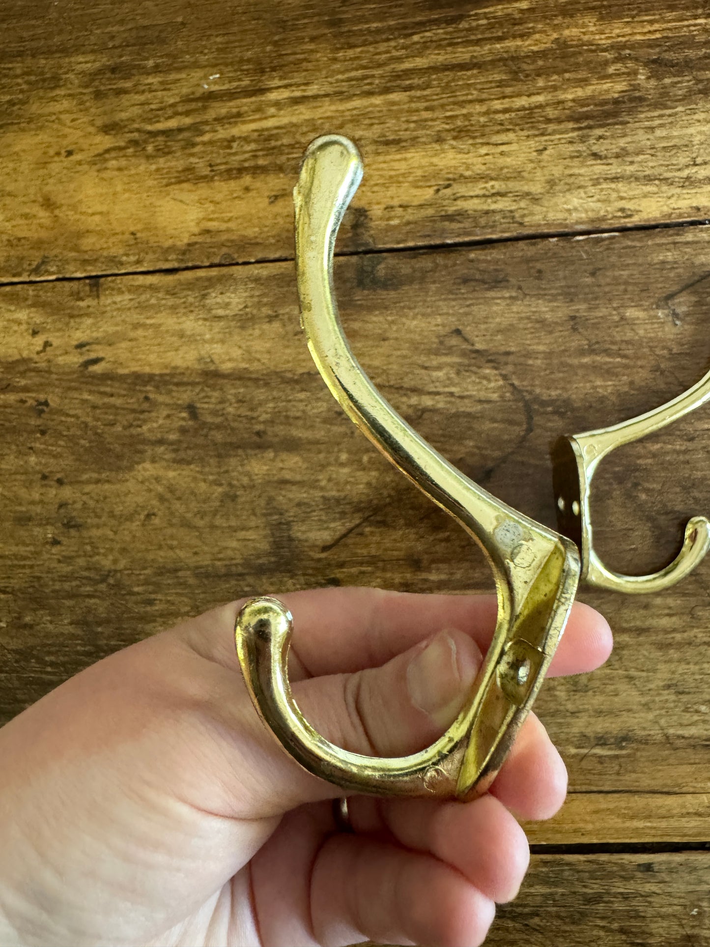 Pair of Brass Plated Double Hooks