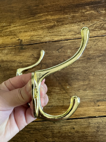 Pair of Brass Plated Double Hooks
