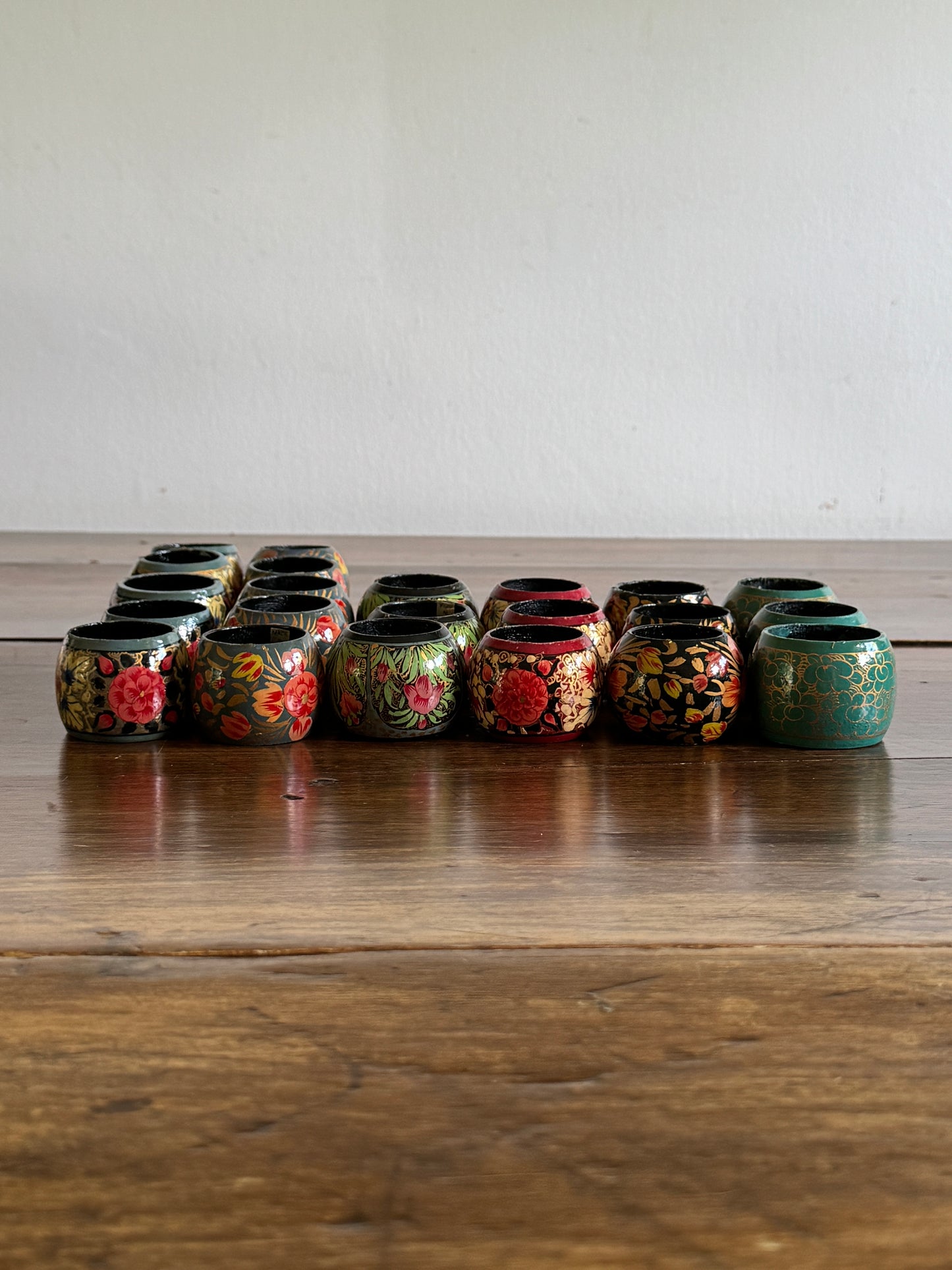 PICK A SET - Mixed Wood Hand Painted Napkin Rings - Made in India