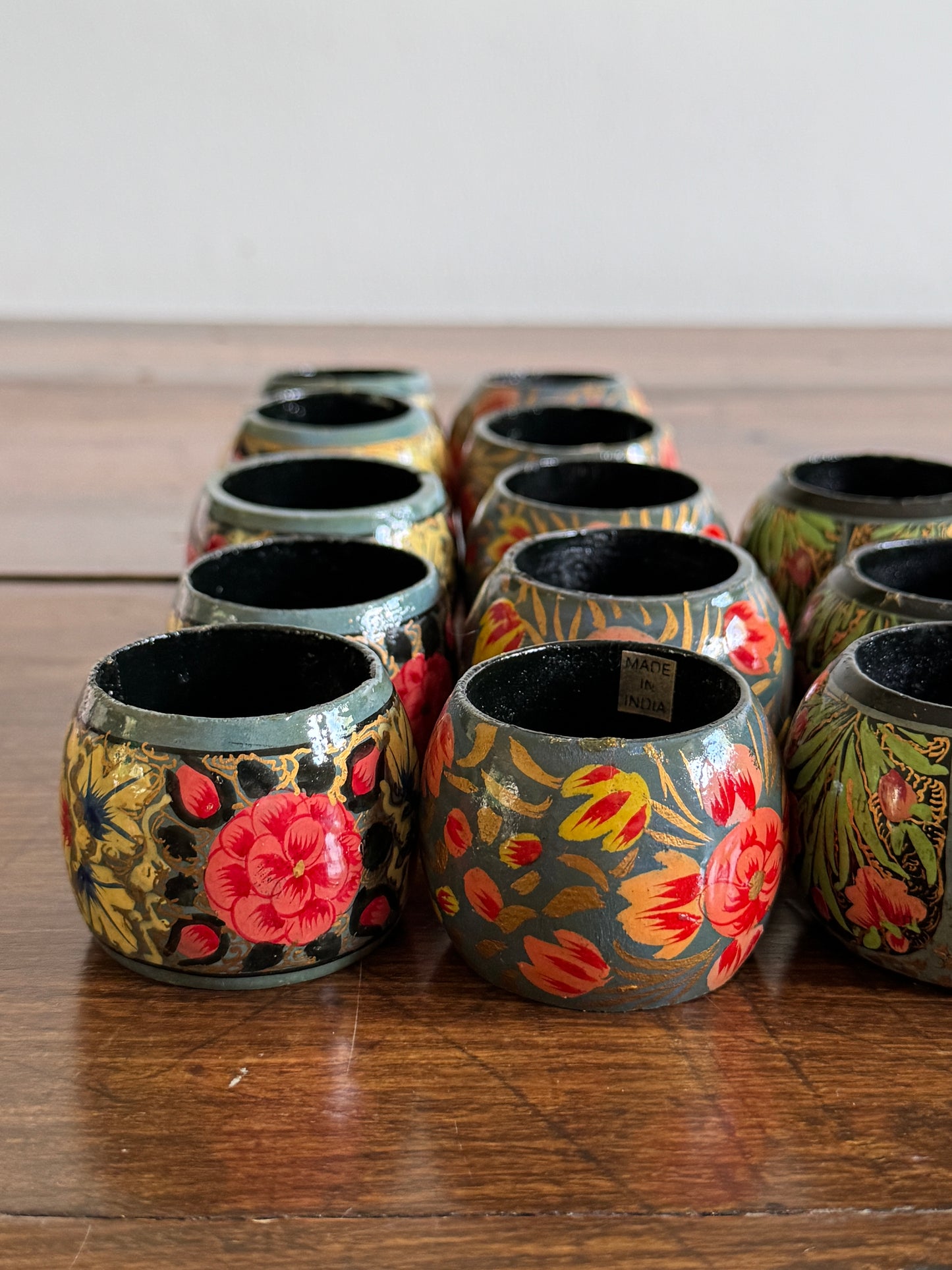 PICK A SET - Mixed Wood Hand Painted Napkin Rings - Made in India