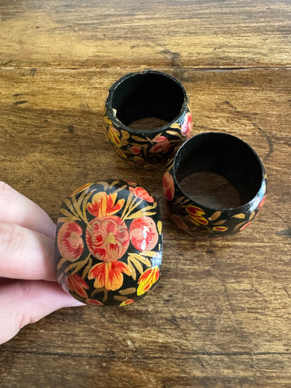 PICK A SET - Mixed Wood Hand Painted Napkin Rings - Made in India