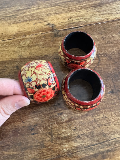 PICK A SET - Mixed Wood Hand Painted Napkin Rings - Made in India