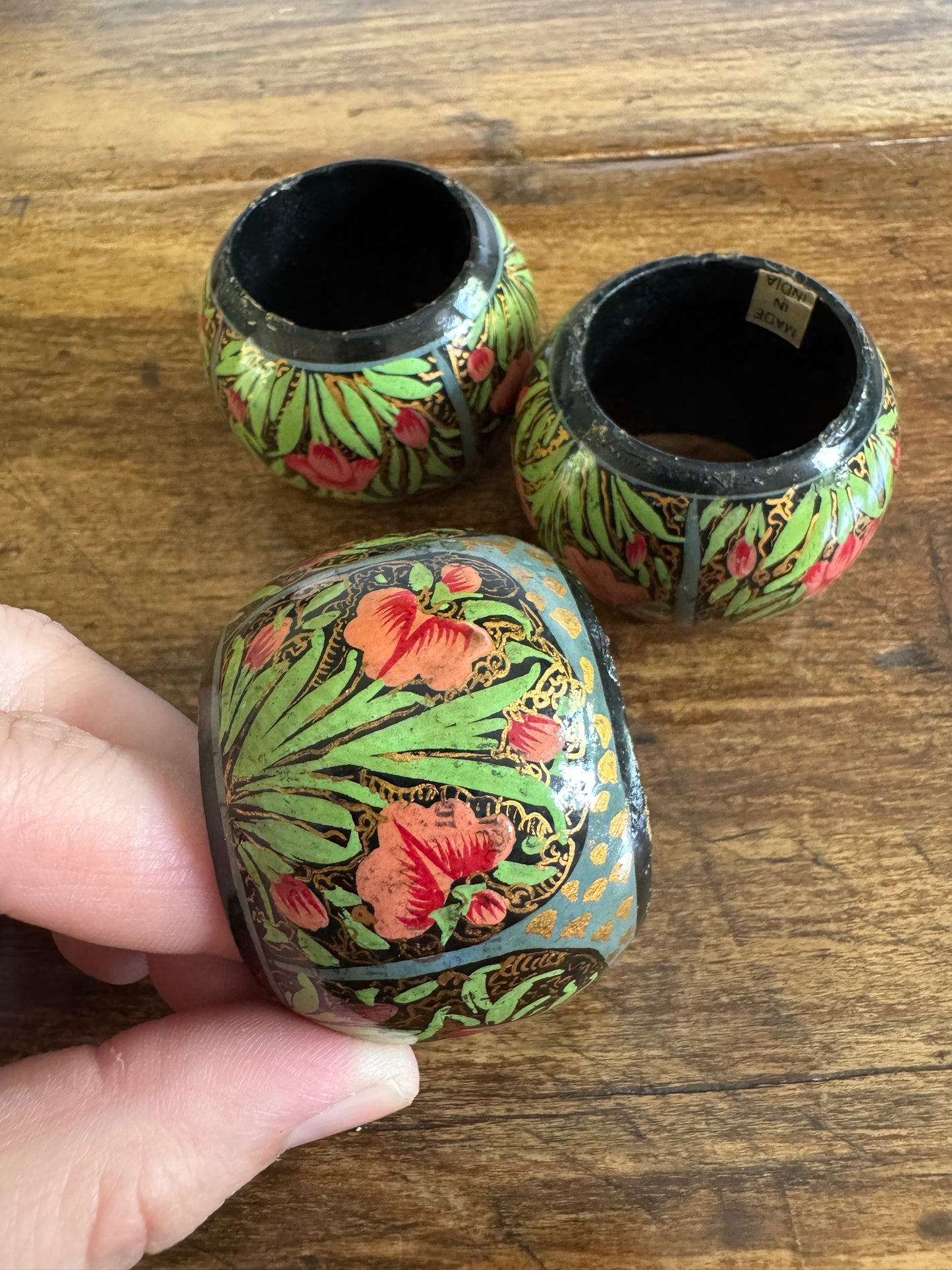 PICK A SET - Mixed Wood Hand Painted Napkin Rings - Made in India
