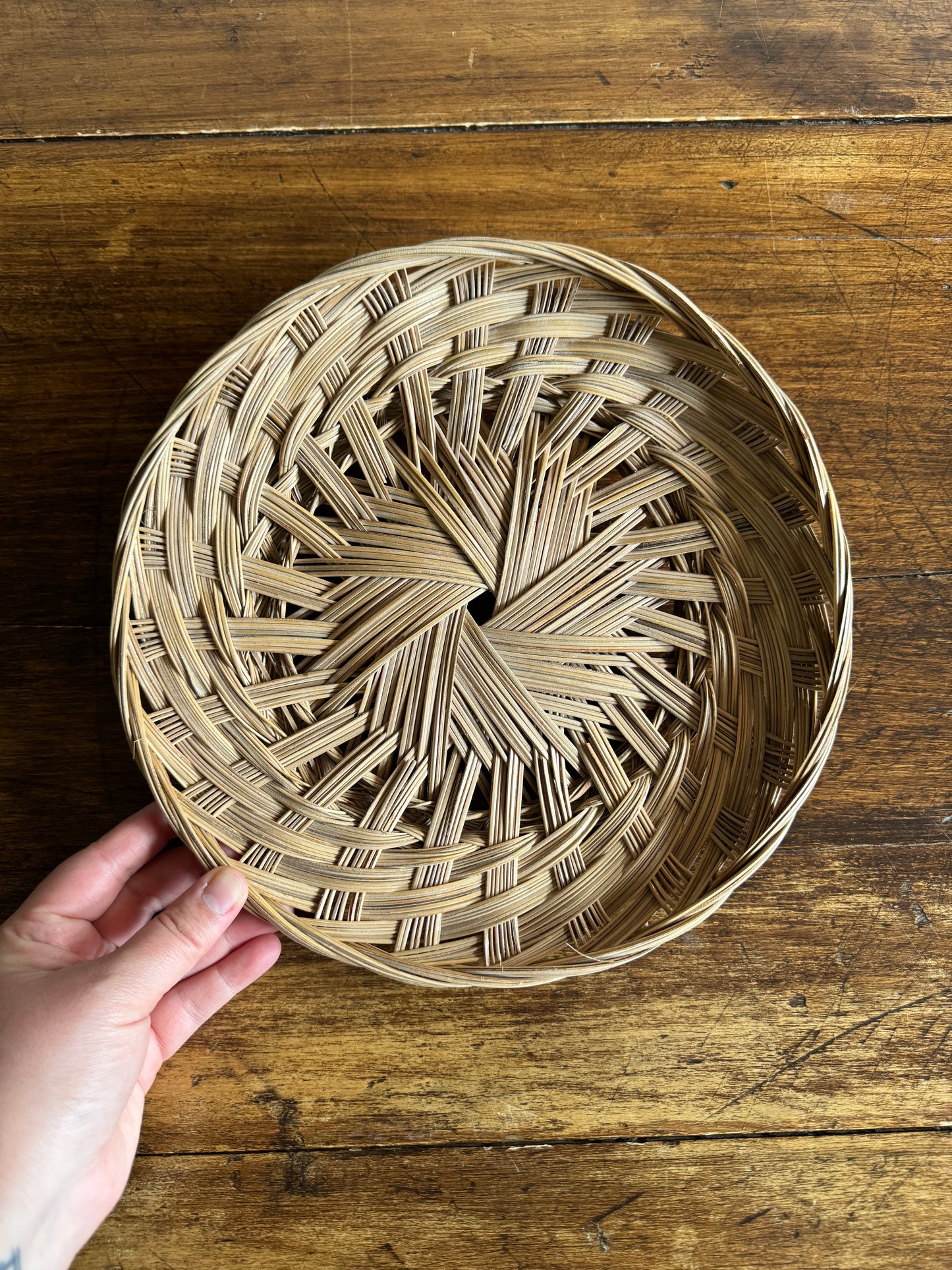 Woven Wicker Flat Basket
