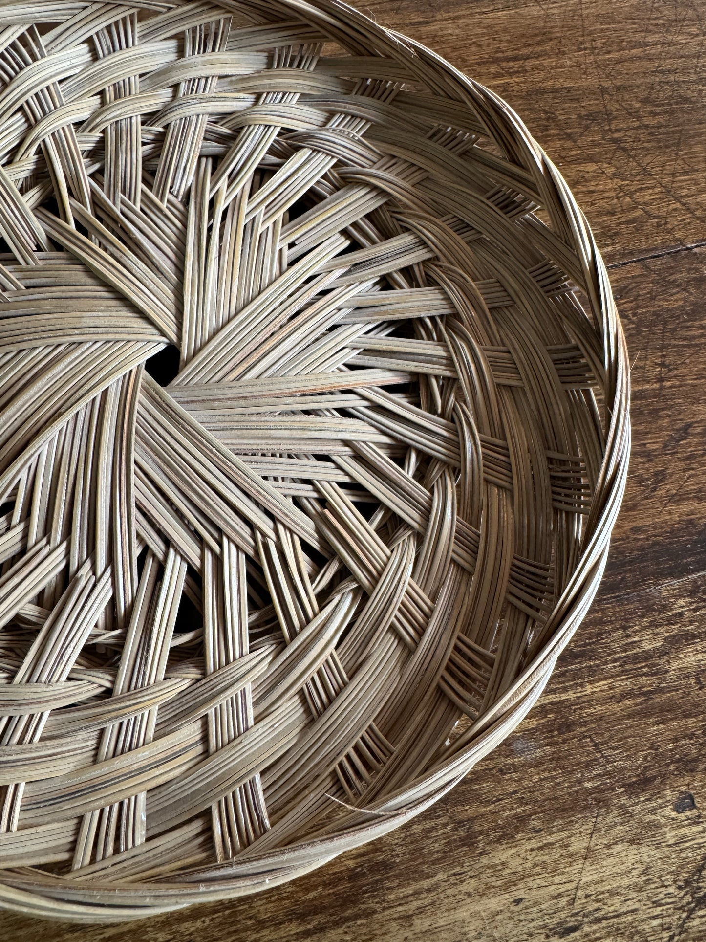 Woven Wicker Flat Basket