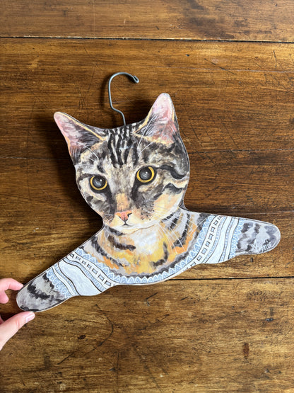 Funky Cat Clothing Hanger Made by Annie Rhinehard for Stupell - Made in USA