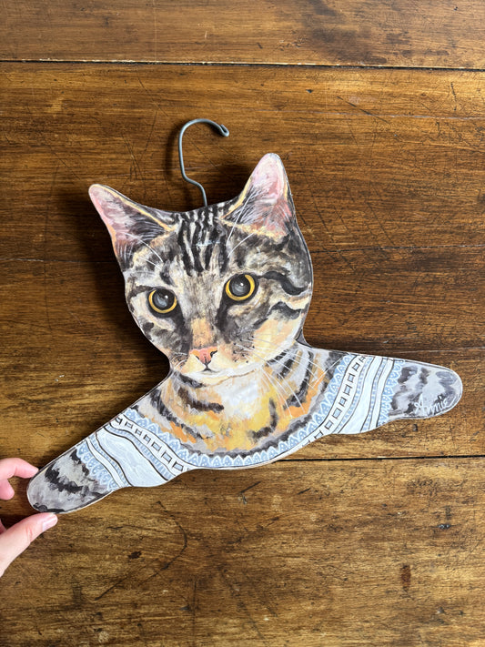 Funky Cat Clothing Hanger Made by Annie Rhinehard for Stupell - Made in USA