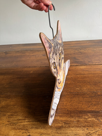 Funky Cat Clothing Hanger Made by Annie Rhinehard for Stupell - Made in USA