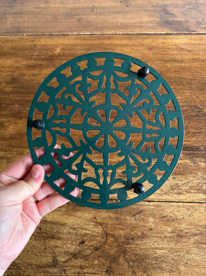 Green Metal Trivet - Metal Hot Plate or Plant Stand