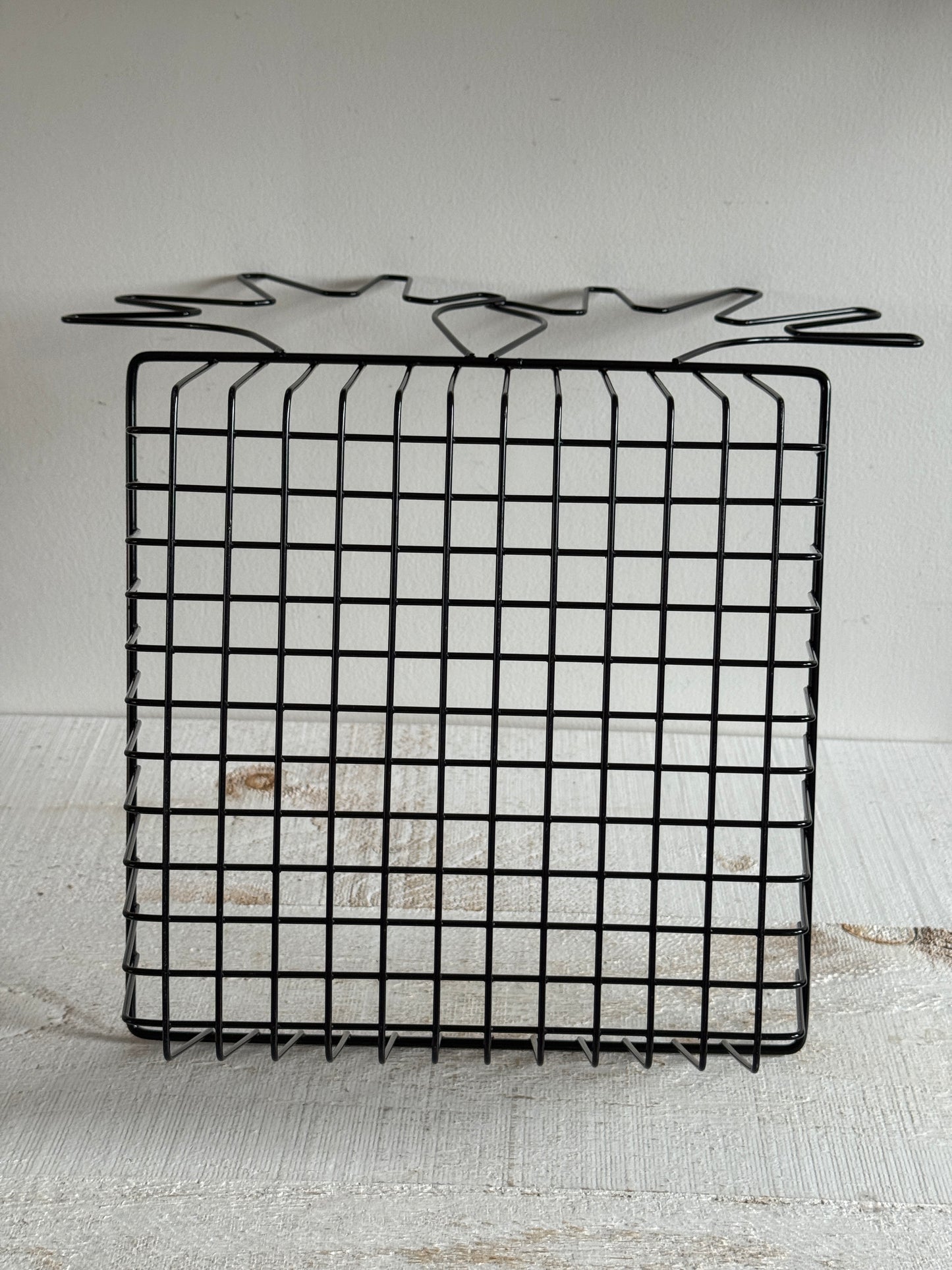 Black Wire Basket with Two Open Hands on Back - Finger Puppet Hand Display Basket for Retail or Markets