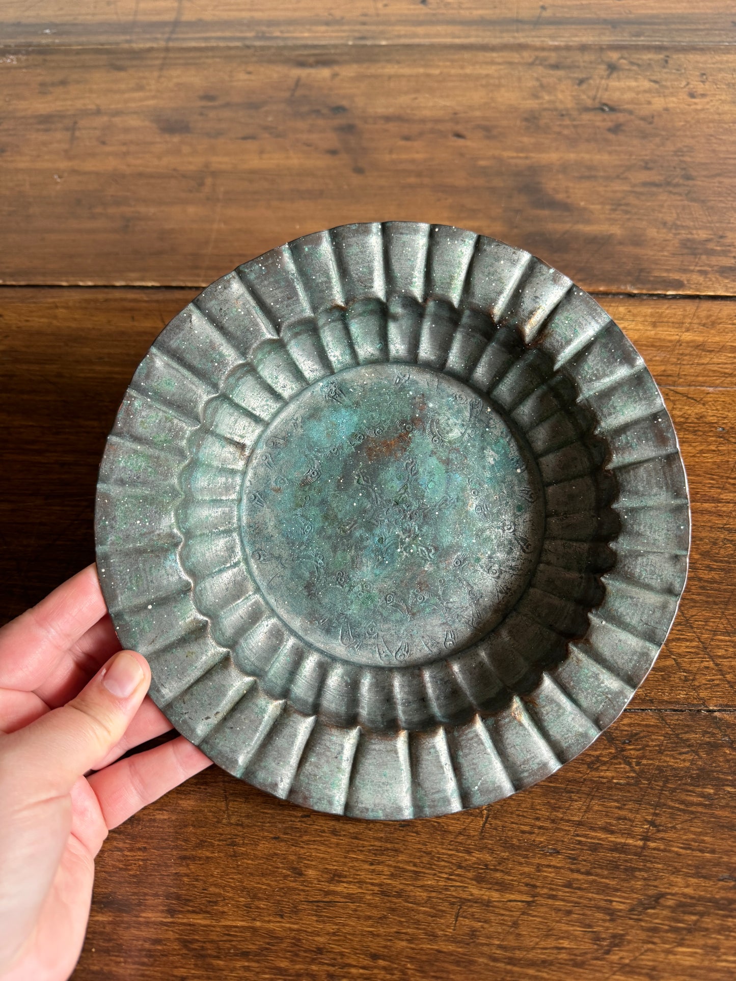 Etched and Fluted Metal Dish - Made in Egypt