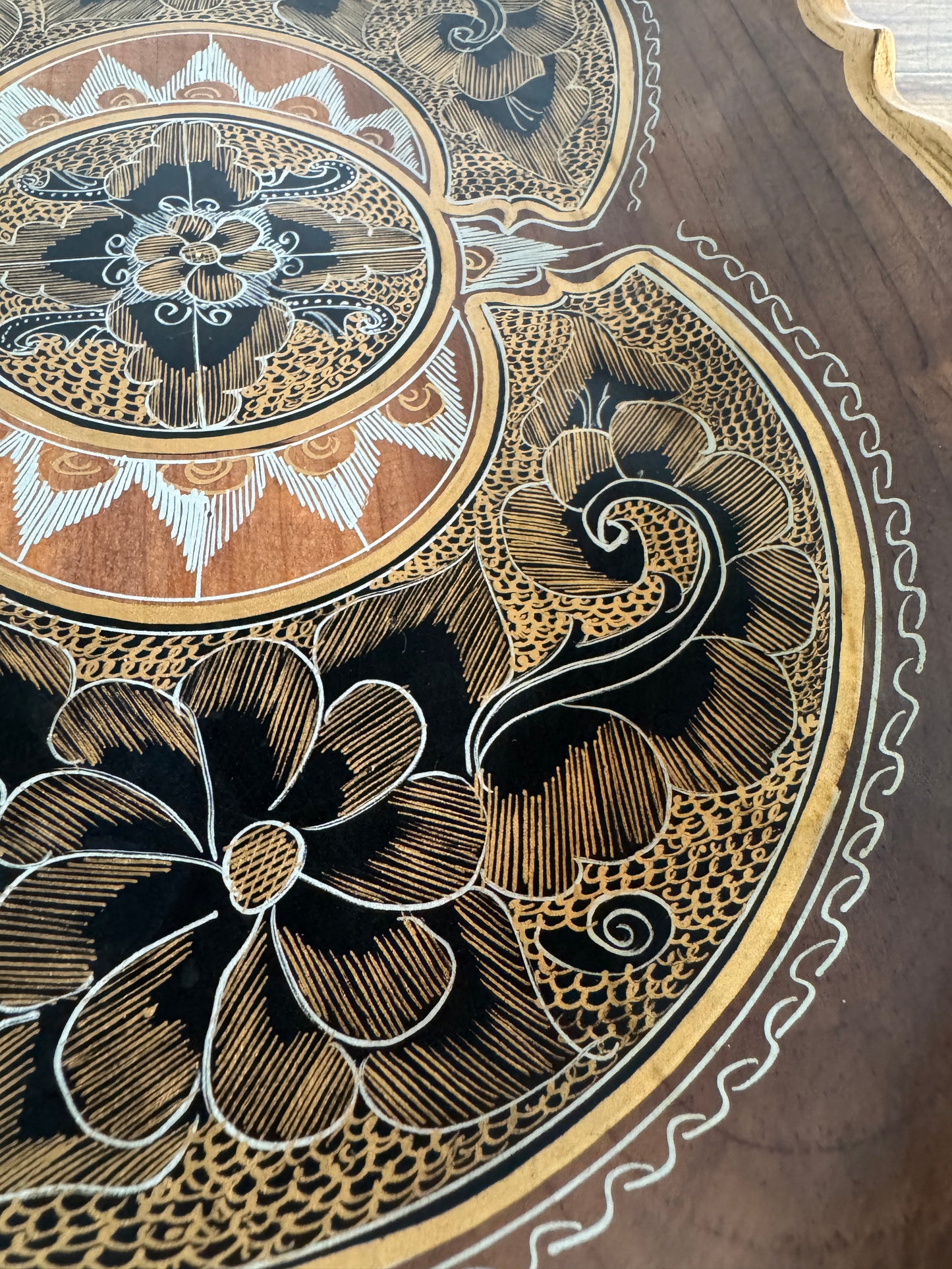 Vintage Mexican Tole Painted Wood Bowl - Made in Mexico