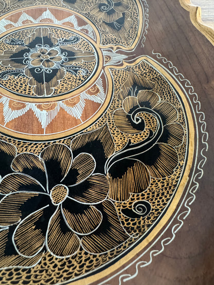 Vintage Mexican Tole Painted Wood Bowl - Made in Mexico