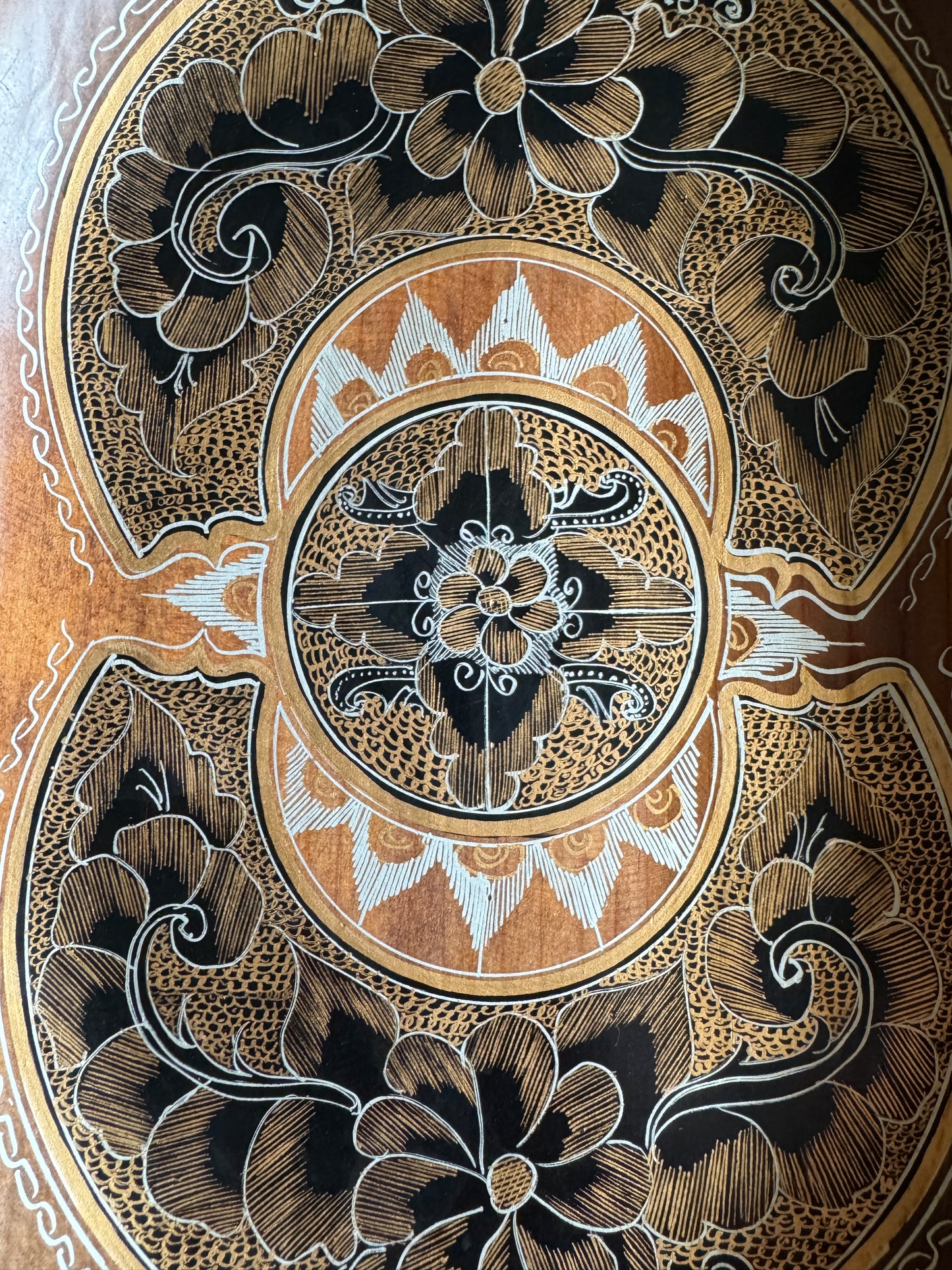 Vintage Mexican Tole Painted Wood Bowl - Made in Mexico