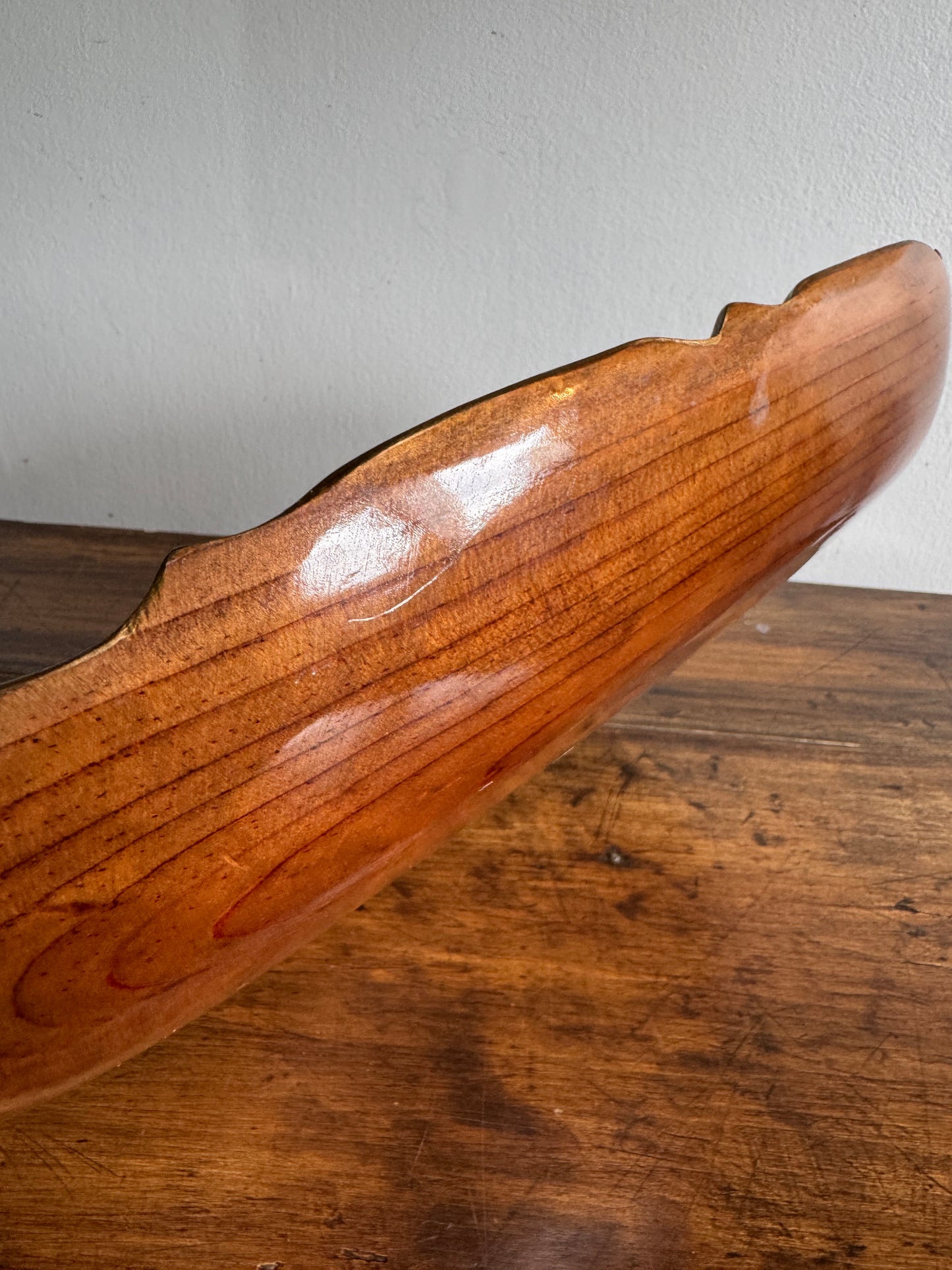 Vintage Mexican Tole Painted Wood Bowl - Made in Mexico