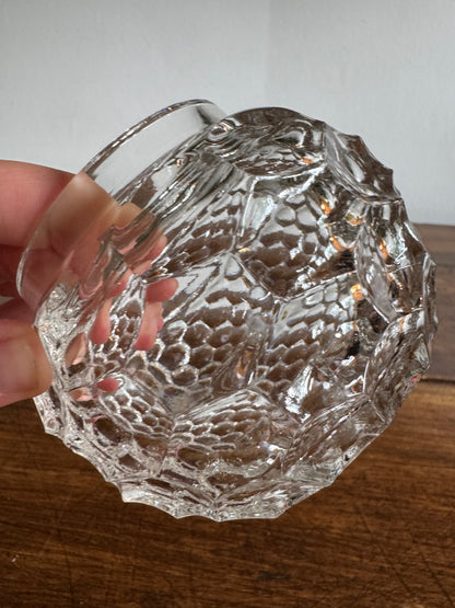 Vintage Vanity Powder Jar with Clear Glass Jar with Brass Lid