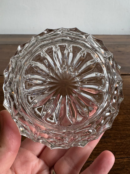 Vintage Vanity Powder Jar with Clear Glass Jar with Brass Lid