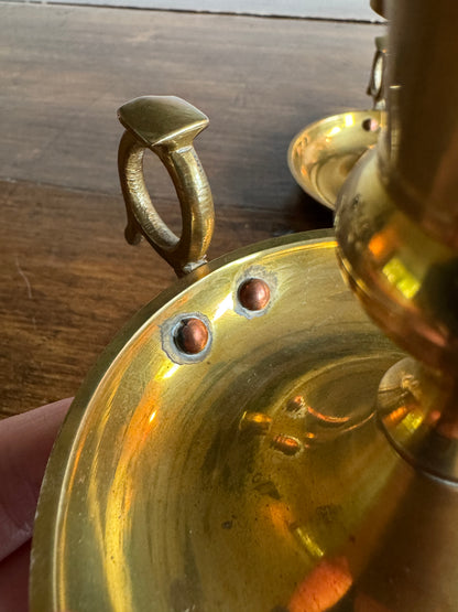 Set of Two Brass Candle Holders with Finger Loops - Made in India