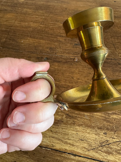 Set of Two Brass Candle Holders with Finger Loops - Made in India