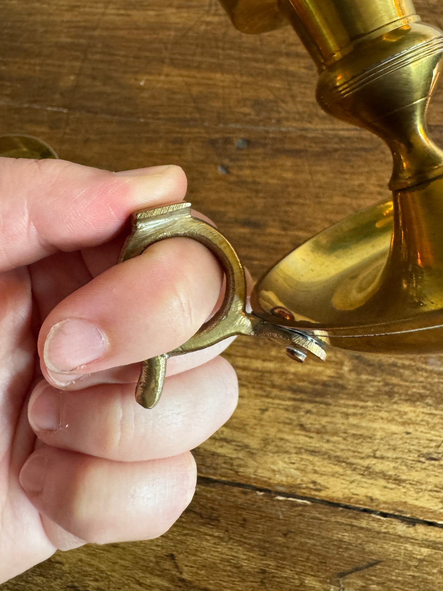 Set of Two Brass Candle Holders with Finger Loops - Made in India