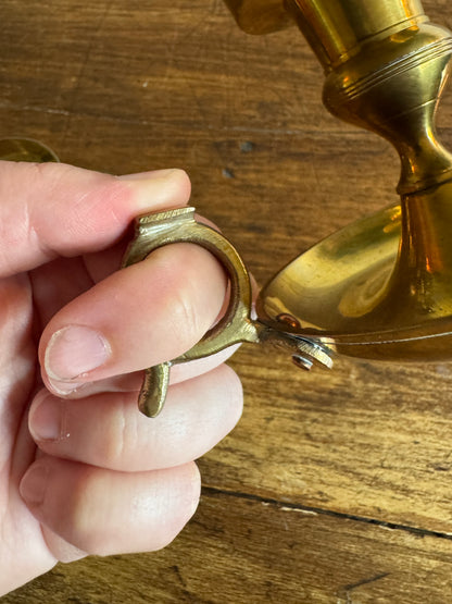 Set of Two Brass Candle Holders with Finger Loops - Made in India