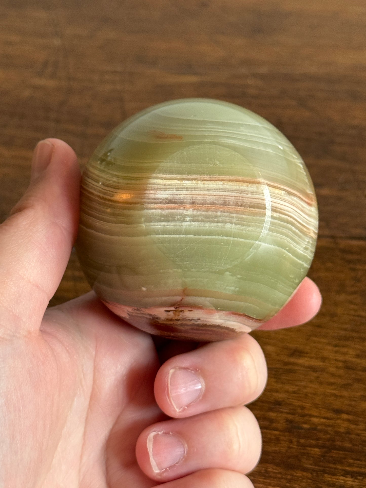 Vintage Carved Stone Apple Paperweight with Metal Stem