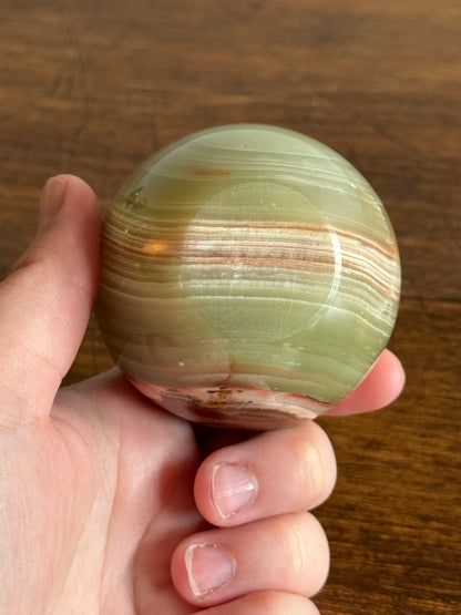 Vintage Carved Stone Apple Paperweight with Metal Stem