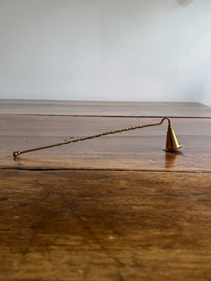Vintage Brass Candle Snuffer with Twisted Handle and Cone Snuff